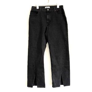 Abercrombie & Fitch The 90's Relaxed Black Jeans High Rise Split Hem Size 31/12R